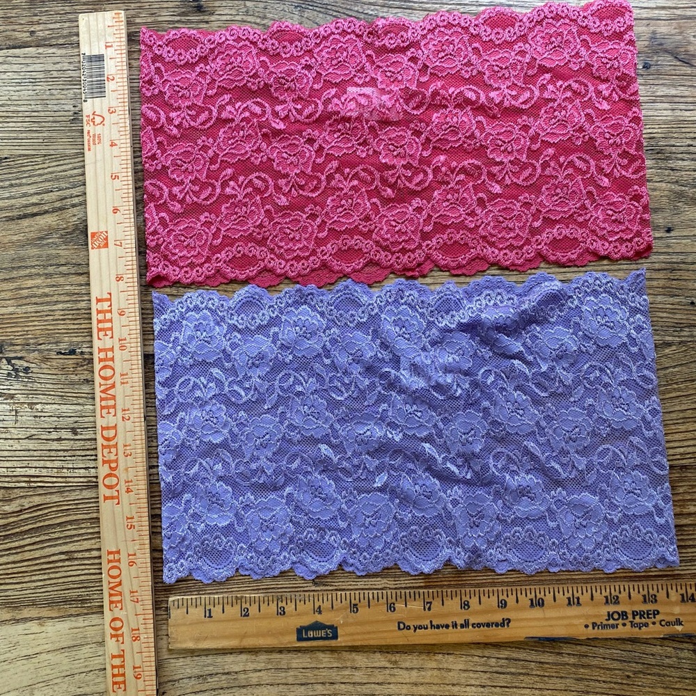 Lace Bralettes. Pink. Purple. Large.